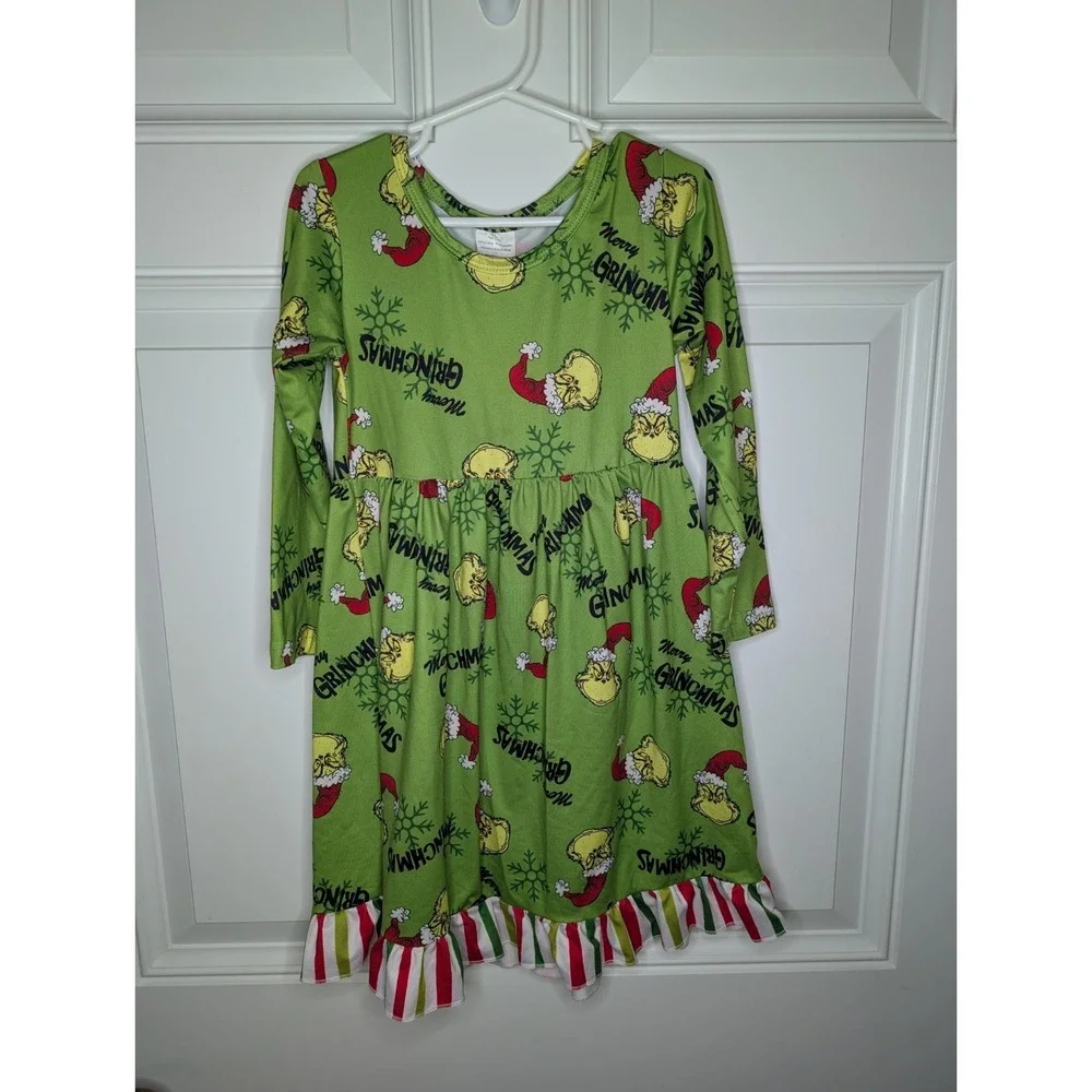 Dr Seuss Grinch Who Stole Christmas Dress Nightgown Girls Small 5/6 Grinchmas